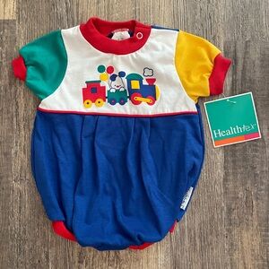 Vintage Healthtex Train romper. Size 6-9 mos NWT